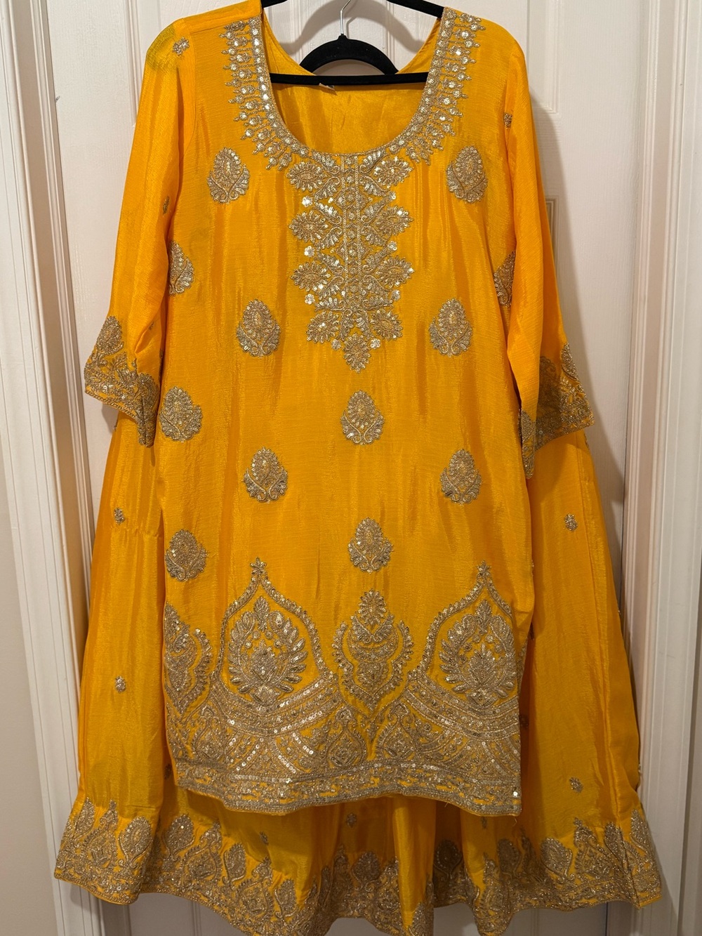 Sunflower/ Yellow Embroidered Indian Lehenga Set | 3 piece